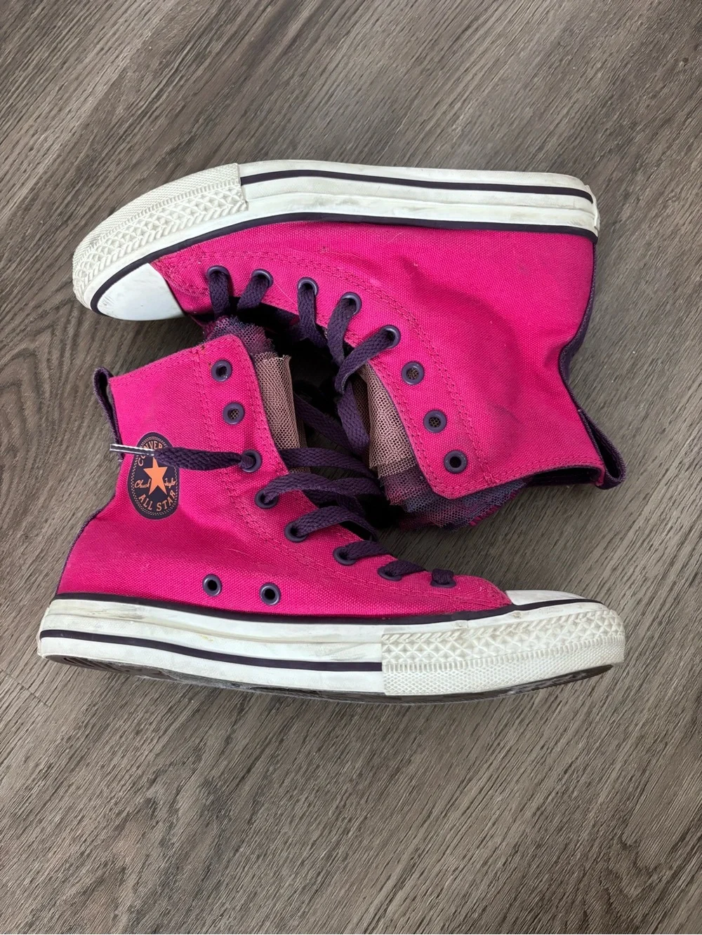 Converse All Star Chuck Taylor Purple/Pink High-Top Tutu Tulle Ruffle Sneakers